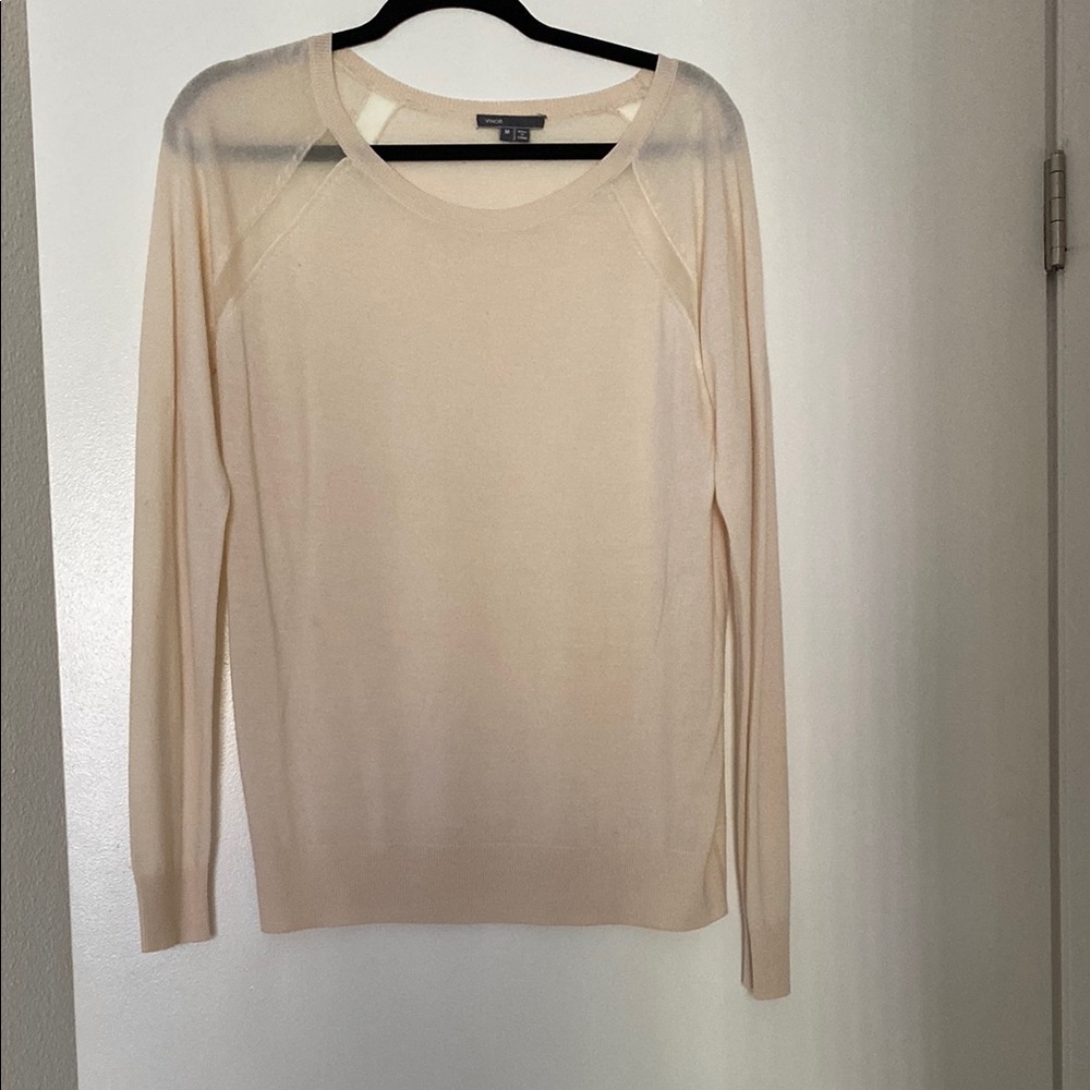 Vince Cream Crew Neck Sweater Lightweight Knit